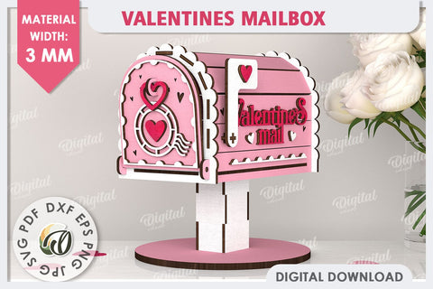 Valentine's Mailbox Laser Cut. Love Mailbox SVG. Love Letter SVG Evgenyia Guschina 