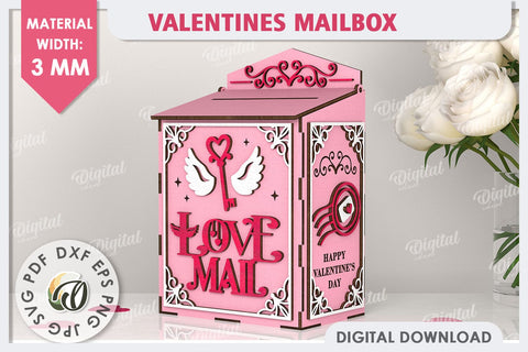 Valentine's Mailboxes Laser Cut Bundle. Love Mailboxes SVG SVG Evgenyia Guschina 