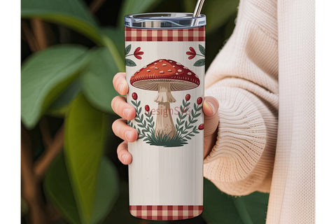 Valentine's Mushroom Tumbler Wrap Sublimation DesignSVG 