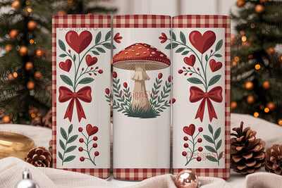 Valentine's Mushroom Tumbler Wrap Sublimation DesignSVG 