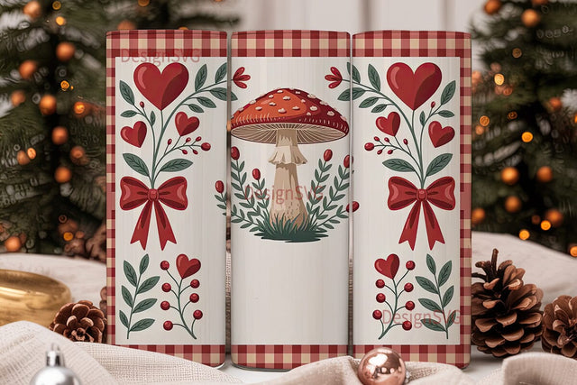 Valentine's Mushroom Tumbler Wrap Sublimation DesignSVG 