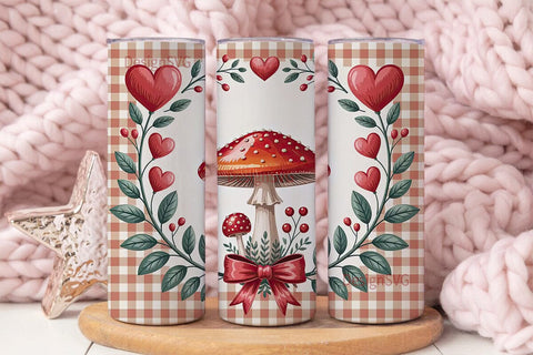 Valentine's Mushroom Tumbler Wrap Sublimation DesignSVG 