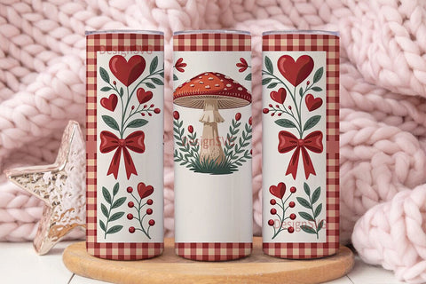 Valentine's Mushroom Tumbler Wrap Sublimation DesignSVG 