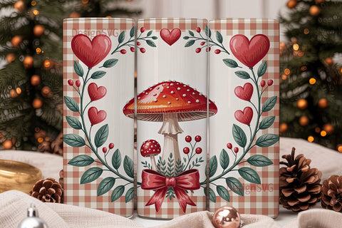 Valentine's Mushroom Tumbler Wrap Sublimation DesignSVG 