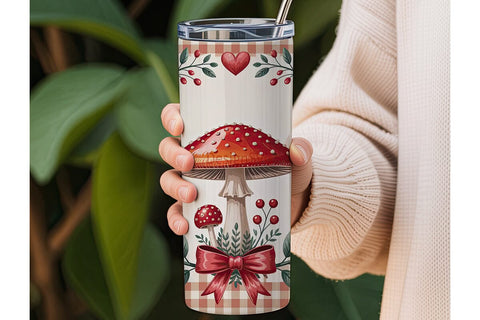 Valentine's Mushroom Tumbler Wrap Sublimation DesignSVG 