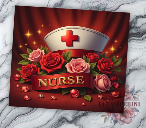 Valentine's Nurse Love 20oz Tumbler, Valentine's Day Gift, 20oz Sublimation, Medical Professional Gift, Cute Nurse Design, Custom Tumbler Wrap, Healthcare Love Gift Sublimation Li Zamperini 