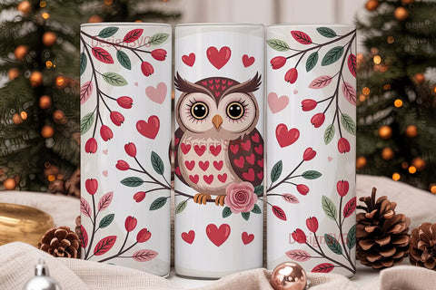 Valentine's Owl 20oz Tumbler Wrap Sublimation DesignSVG 