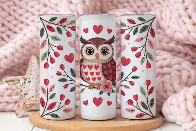 Valentine's Owl 20oz Tumbler Wrap Sublimation DesignSVG 