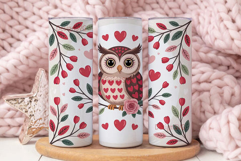 Valentine's Owl 20oz Tumbler Wrap Sublimation DesignSVG 
