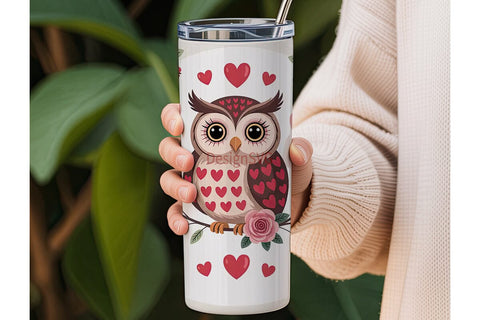 Valentine's Owl 20oz Tumbler Wrap Sublimation DesignSVG 