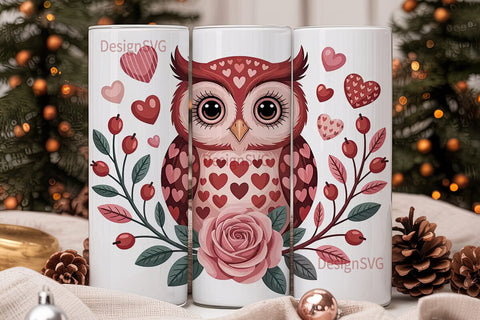 Valentine's Owl 20oz Tumbler Wrap Sublimation DesignSVG 