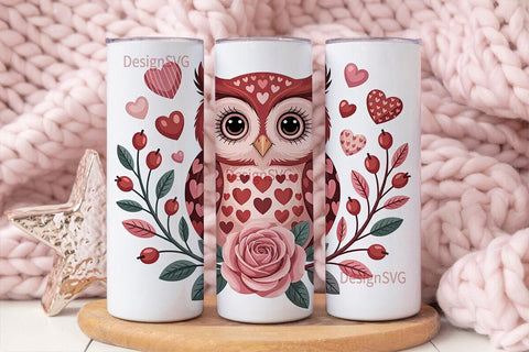 Valentine's Owl 20oz Tumbler Wrap Sublimation DesignSVG 