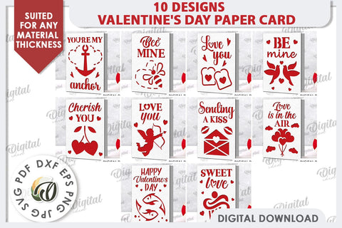 Valentine's Paper Cards Bundle. Valentine's Greeting Cards SVG Evgenyia Guschina 