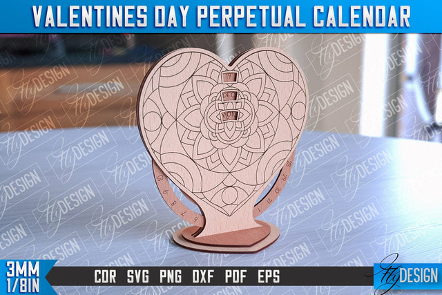 Valentine’s Perpetual Calendar Laser Cut | Perpetual Calendar Design | CNC Files SVG Fly Design 
