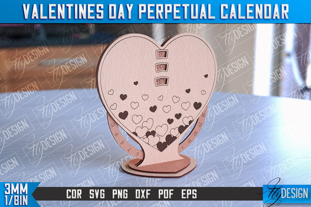 Valentine’s Perpetual Calendar Laser Cut | Perpetual Calendar Design | CNC Files SVG Fly Design 