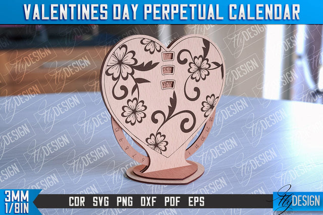 Valentine’s Perpetual Calendar Laser Cut | Perpetual Calendar Design | CNC Files SVG Fly Design 
