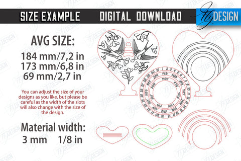 Valentine’s Perpetual Calendar Laser Cut | Perpetual Calendar Design | CNC Files SVG Fly Design 