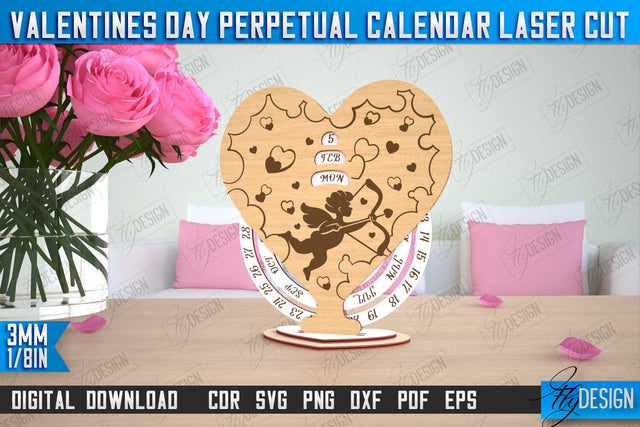 Valentine’s Perpetual Calendar Laser Cut | Perpetual Calendar Design | CNC Files SVG Fly Design 