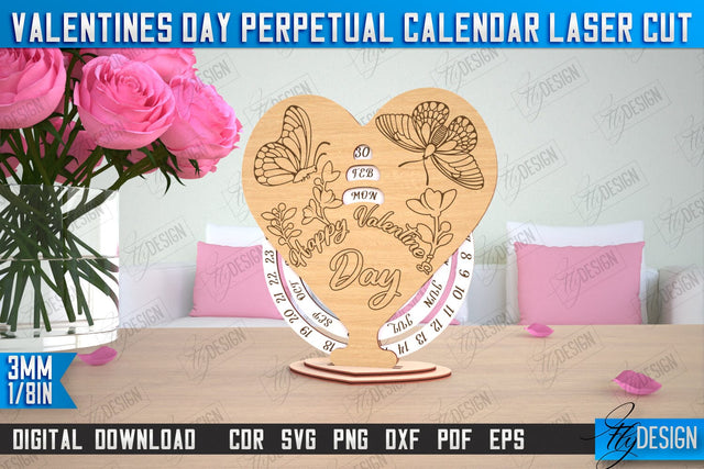 Valentine’s Perpetual Calendar Laser Cut | Perpetual Calendar Design | CNC Files SVG Fly Design 