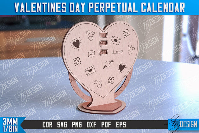 Valentine’s Perpetual Calendar Laser Cut | Perpetual Calendar Design | CNC Files SVG Fly Design 