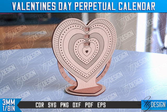 Valentine’s Perpetual Calendar Laser Cut | Perpetual Calendar Design | CNC Files SVG Fly Design 