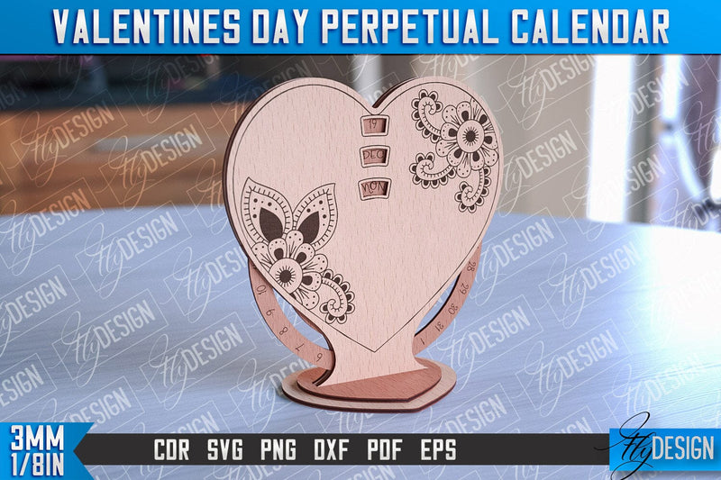 Valentine’s Perpetual Calendar Laser Cut | Perpetual Calendar Design | CNC Files SVG Fly Design 