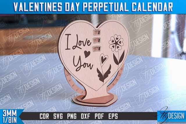 Valentine’s Perpetual Calendar Laser Cut | Perpetual Calendar Design | CNC Files SVG Fly Design 
