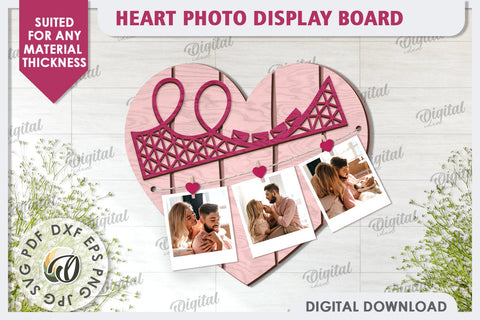 Valentines Photo Display Board LaserCut. Valentine Heart SVG SVG Evgenyia Guschina 