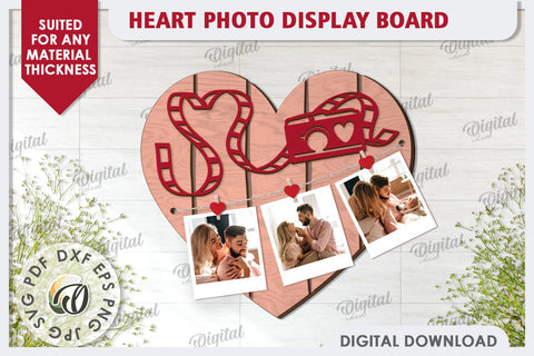 Valentines Photo Display Board LaserCut. Valentine Heart SVG SVG Evgenyia Guschina 