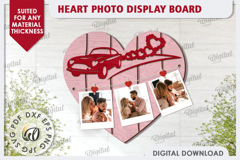 Valentines Photo Display Board LaserCut. Valentine Heart SVG SVG Evgenyia Guschina 