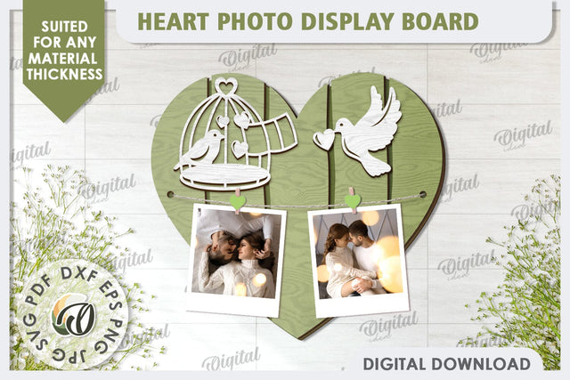 Valentines Photo Display Board LaserCut. Valentine Heart SVG SVG Evgenyia Guschina 