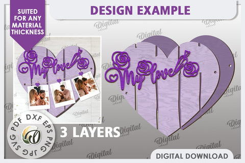 Valentines Photo Display Board LaserCut. Valentine Heart SVG SVG Evgenyia Guschina 