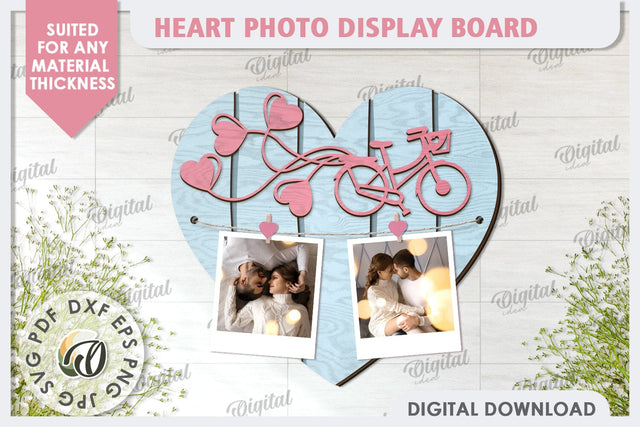 Valentines Photo Display Board LaserCut. Valentine Heart SVG SVG Evgenyia Guschina 