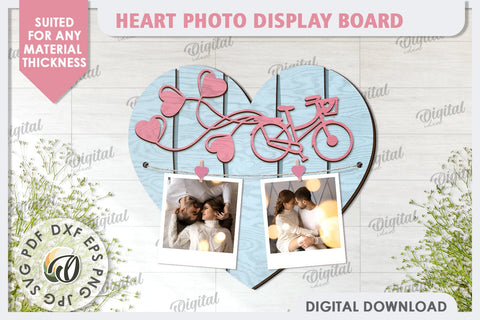 Valentines Photo Display Board LaserCut. Valentine Heart SVG SVG Evgenyia Guschina 