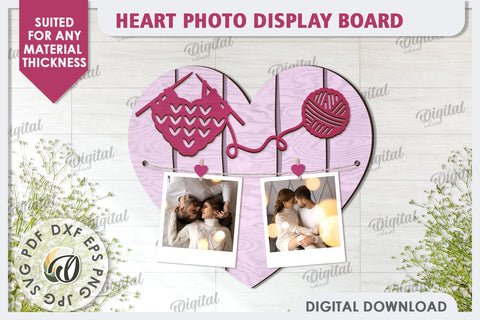 Valentines Photo Display Board LaserCut. Valentine Heart SVG SVG Evgenyia Guschina 