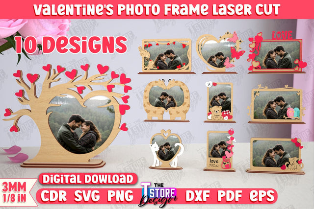 Valentine's Photo Frame Bundle | Romantic Gift Idea | Valentine's Decorations | CNC File SVG The T Store Design 