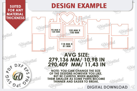 Valentine's Photo Frame Laser Cut. Valentine's Gift SVG SVG Evgenyia Guschina 