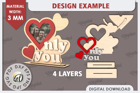 Valentine's Photo Frame Laser Cut. Valentine's Gift SVG SVG Evgenyia Guschina 