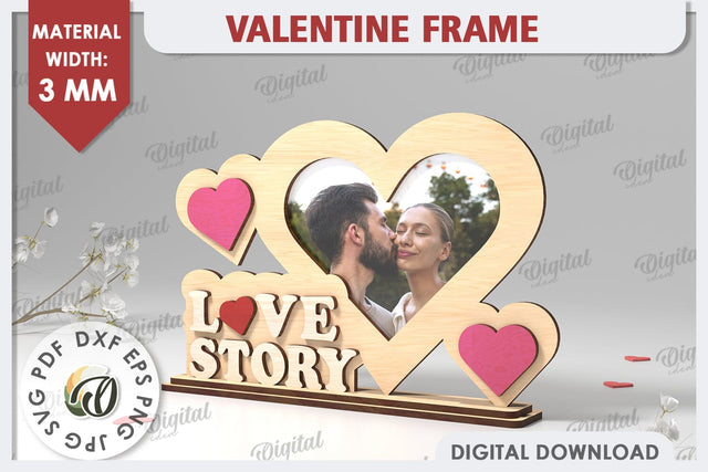 Valentine's Photo Frame Laser Cut. Valentine's Gift SVG SVG Evgenyia Guschina 