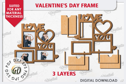 Valentine's Photo Frame Laser Cut. Valentine's Gift SVG SVG Evgenyia Guschina 