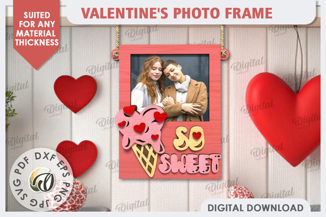 Valentine's Photo Frame Laser Cut. Valentine's Gift SVG SVG Evgenyia Guschina 