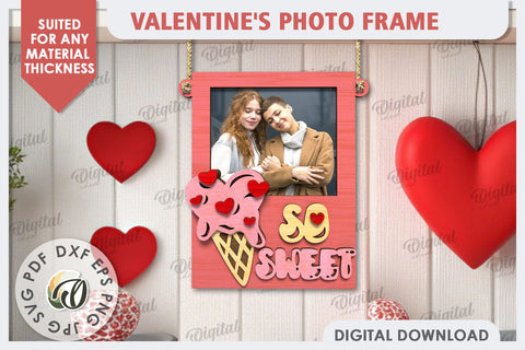 Valentine's Photo Frame Laser Cut. Valentine's Gift SVG SVG Evgenyia Guschina 