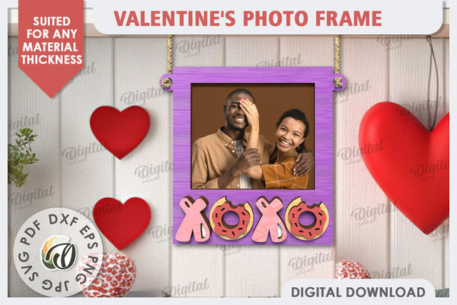 Valentine's Photo Frame Laser Cut. Valentine's Gift SVG SVG Evgenyia Guschina 