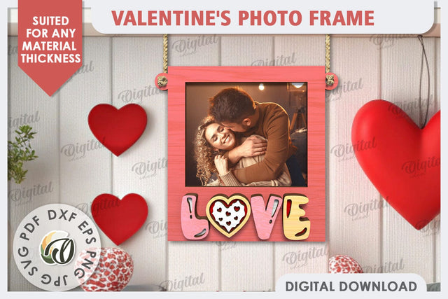 Valentine's Photo Frame Laser Cut. Valentine's Gift SVG SVG Evgenyia Guschina 