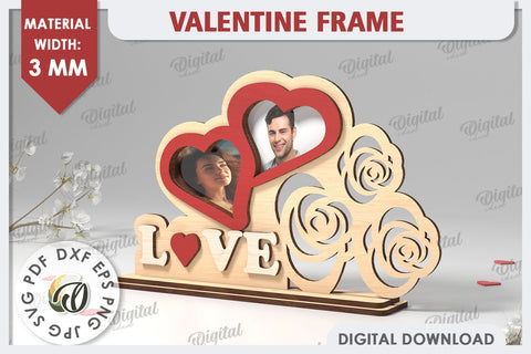 Valentine's Photo Frame Laser Cut. Valentine's Gift SVG SVG Evgenyia Guschina 