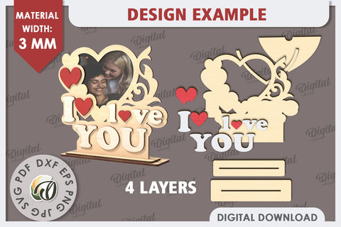 Valentine's Photo Frame Laser Cut. Valentine's Gift SVG SVG Evgenyia Guschina 