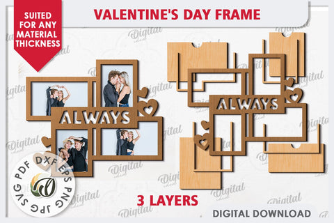 Valentine's Photo Frame Laser Cut. Valentine's Gift SVG SVG Evgenyia Guschina 