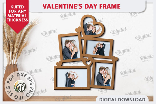 Valentine's Photo Frame Laser Cut. Valentine's Gift SVG SVG Evgenyia Guschina 