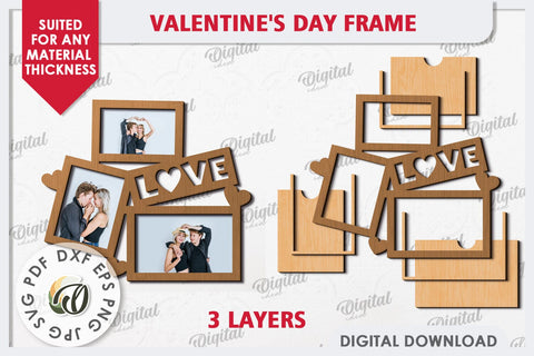 Valentine's Photo Frame Laser Cut. Valentine's Gift SVG SVG Evgenyia Guschina 