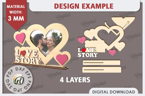 Valentine's Photo Frame Laser Cut. Valentine's Gift SVG SVG Evgenyia Guschina 